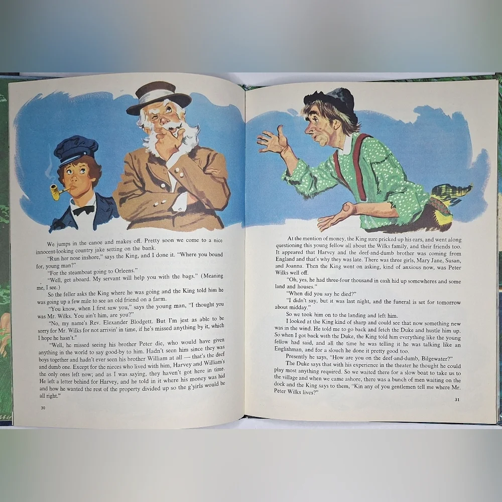 THE ADVENTURES OF HUCKLEBERRY FINN 1960 VINTAGE LARGE HARDCOVER BOOK ILLUSTRATED - Picture 5 of 5